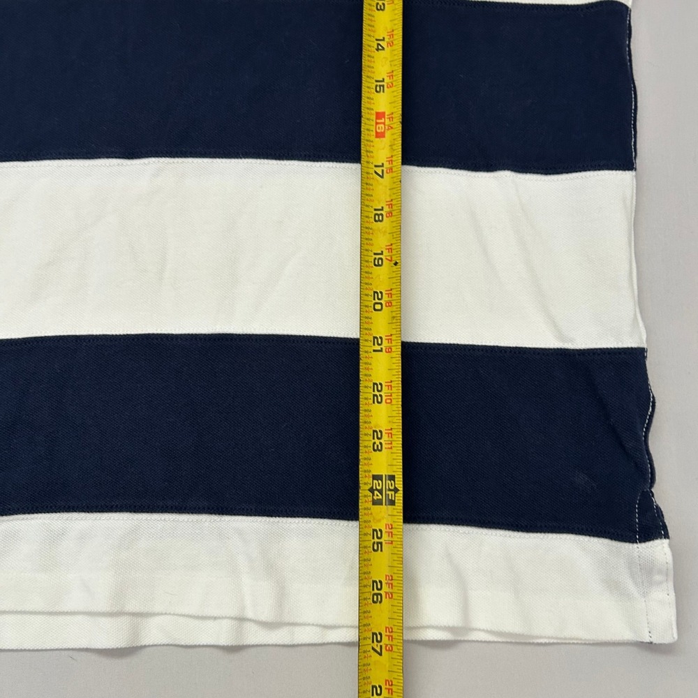 Polo Ralph Lauren Rugby Hoodie Mens Medium Navy White Striped Long Sleeve Cotton - Picture 8 of 9